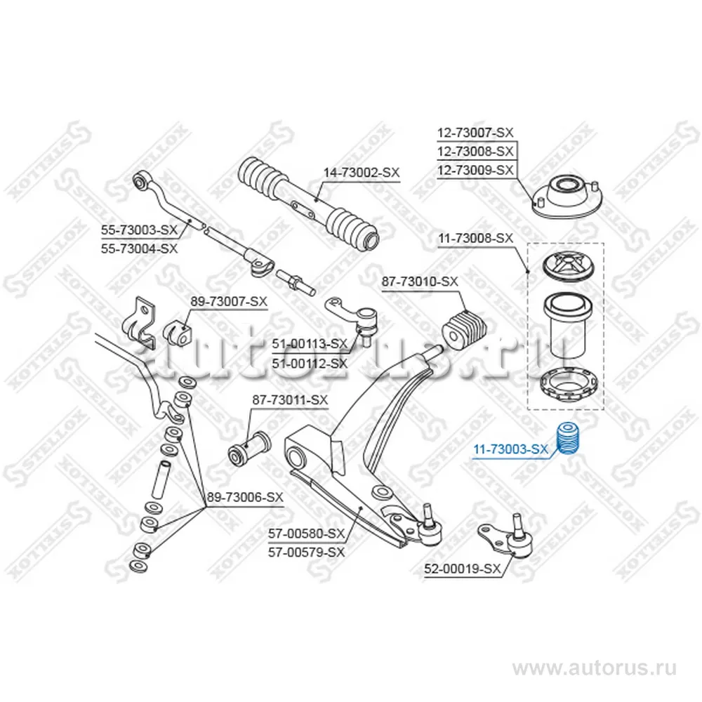 Отбойник амортизатора переднего Daewoo Leganza 97> STELLOX 11-73003-SX