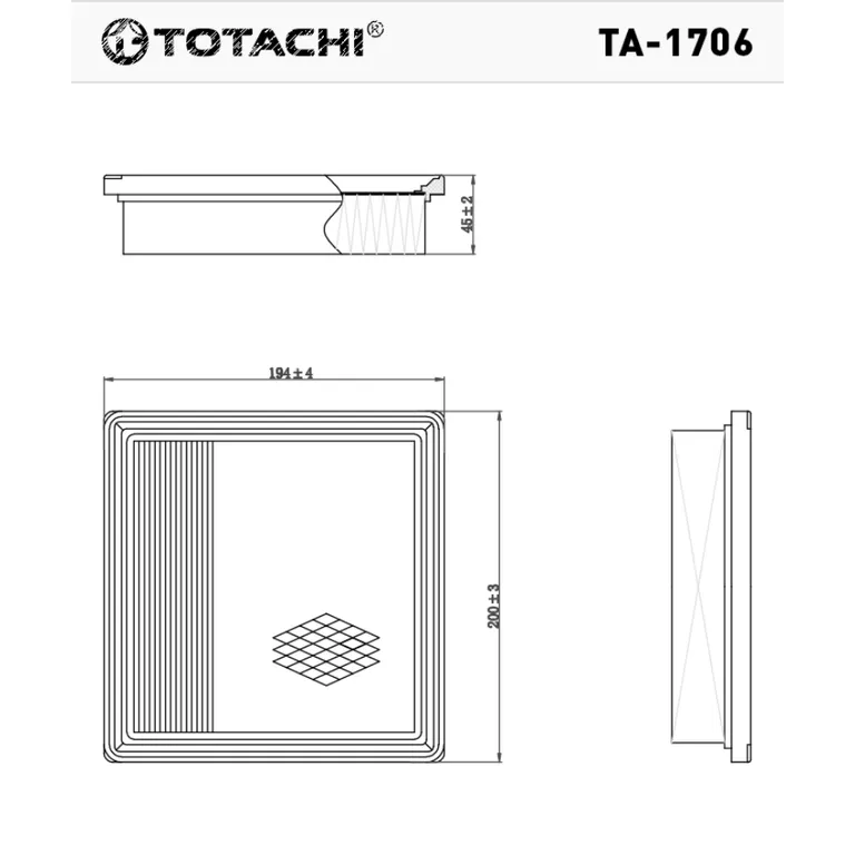 Фильтр воздушный TOTACHI TA-1706 A-852 V 17220-P2M-Y00 MANN C 2055 TOTACHI TA-1706