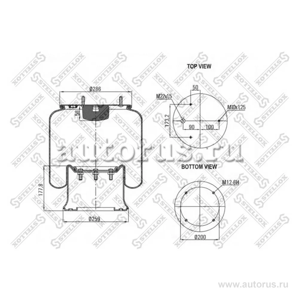 Пневмоподушка Omn DAF STELLOX 84-00126-SX