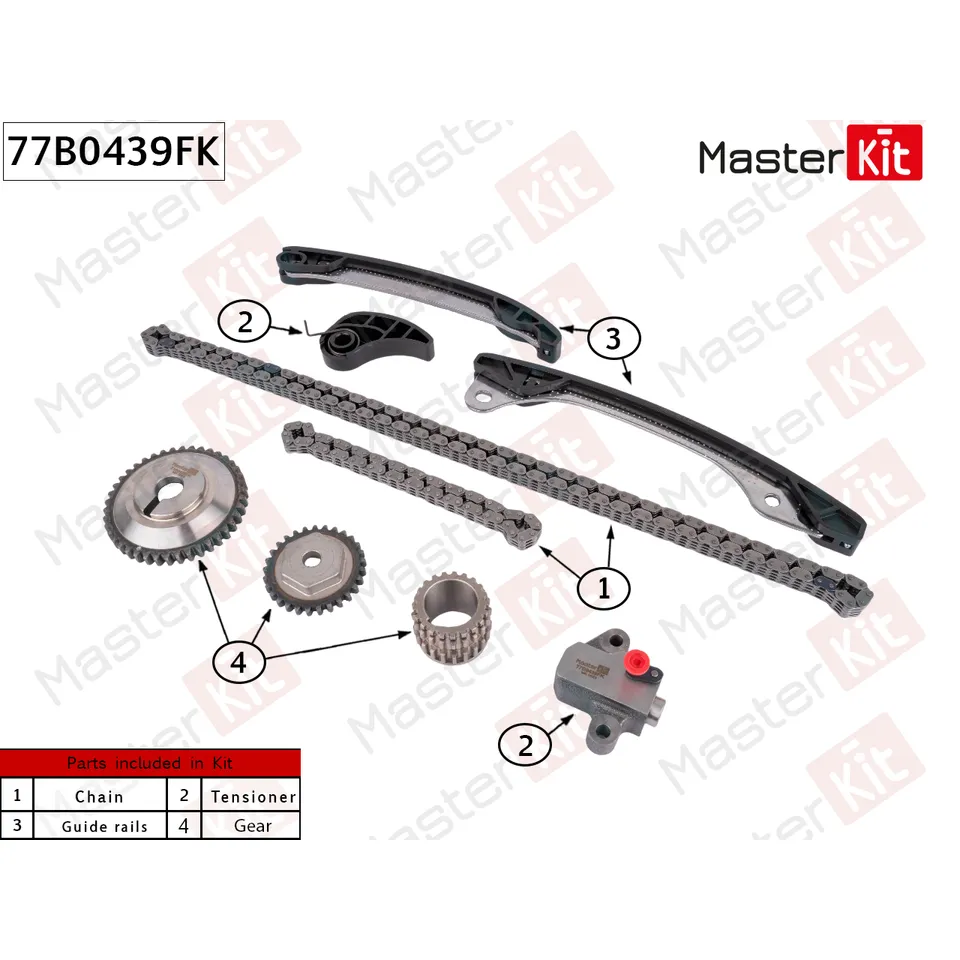 Комплект цепи ГРМ NISSAN HR12DE MASTERKIT 77B0439FK