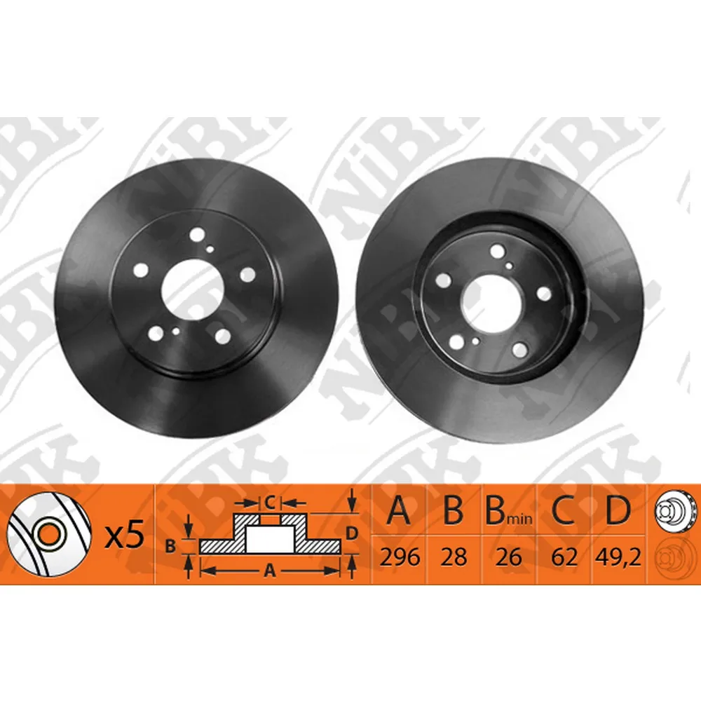 Диск тормозной передний TOYOTA CAMRY 01-06 NIBK RN1162