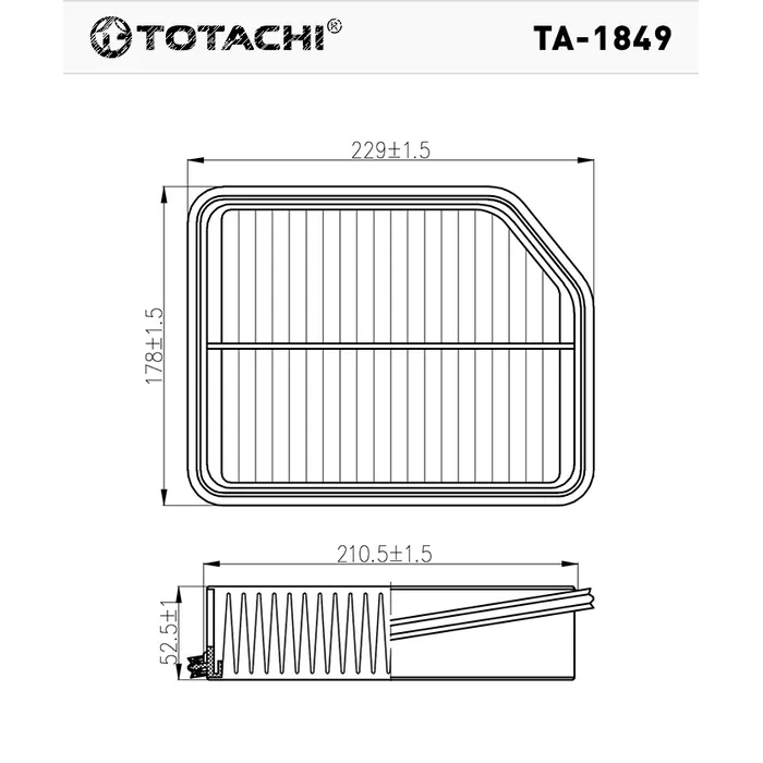 Фильтр воздушный TOTACHI TA-1849 A-974 13780-65J00 MANN C 2330 TOTACHI TA-1849