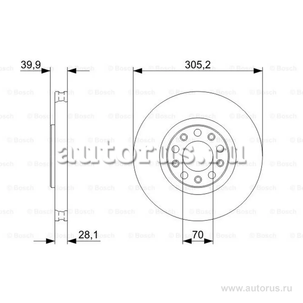 Диск тормозной ALFA ROMEO 159 05 -, 159 Sportwagon 06 -, BRERA 06- BOSCH 0986479293