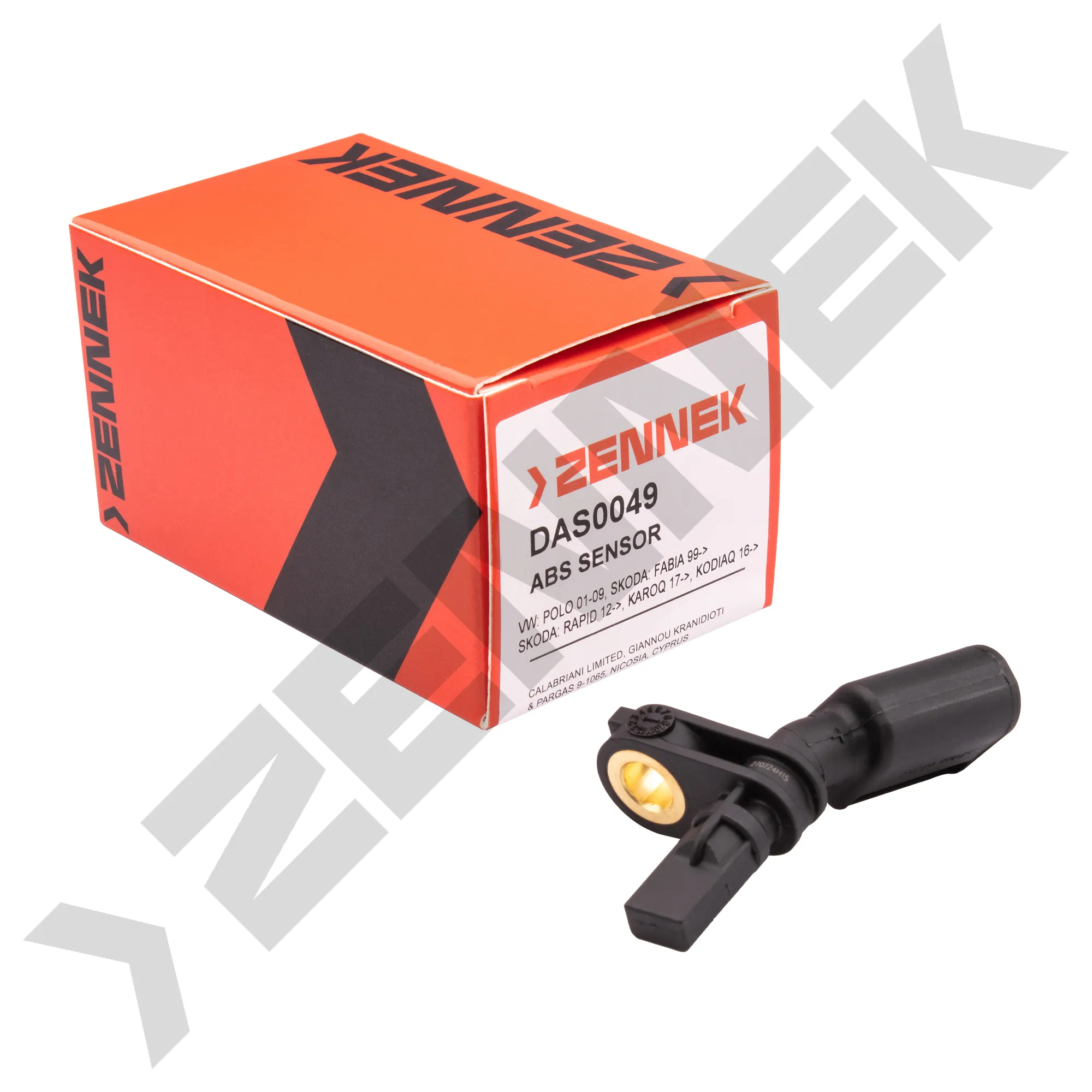 Датчик ABS передний левый VW POLO 01-09, SKODA FABIA 99- ZENNEK DAS0049