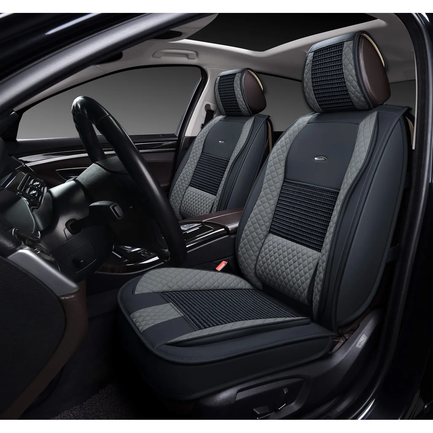 Накидка на сиденье PSV Premium Lint 2 FRONT 3D (Черно-Серый), 2шт.; PSV PSV 133193