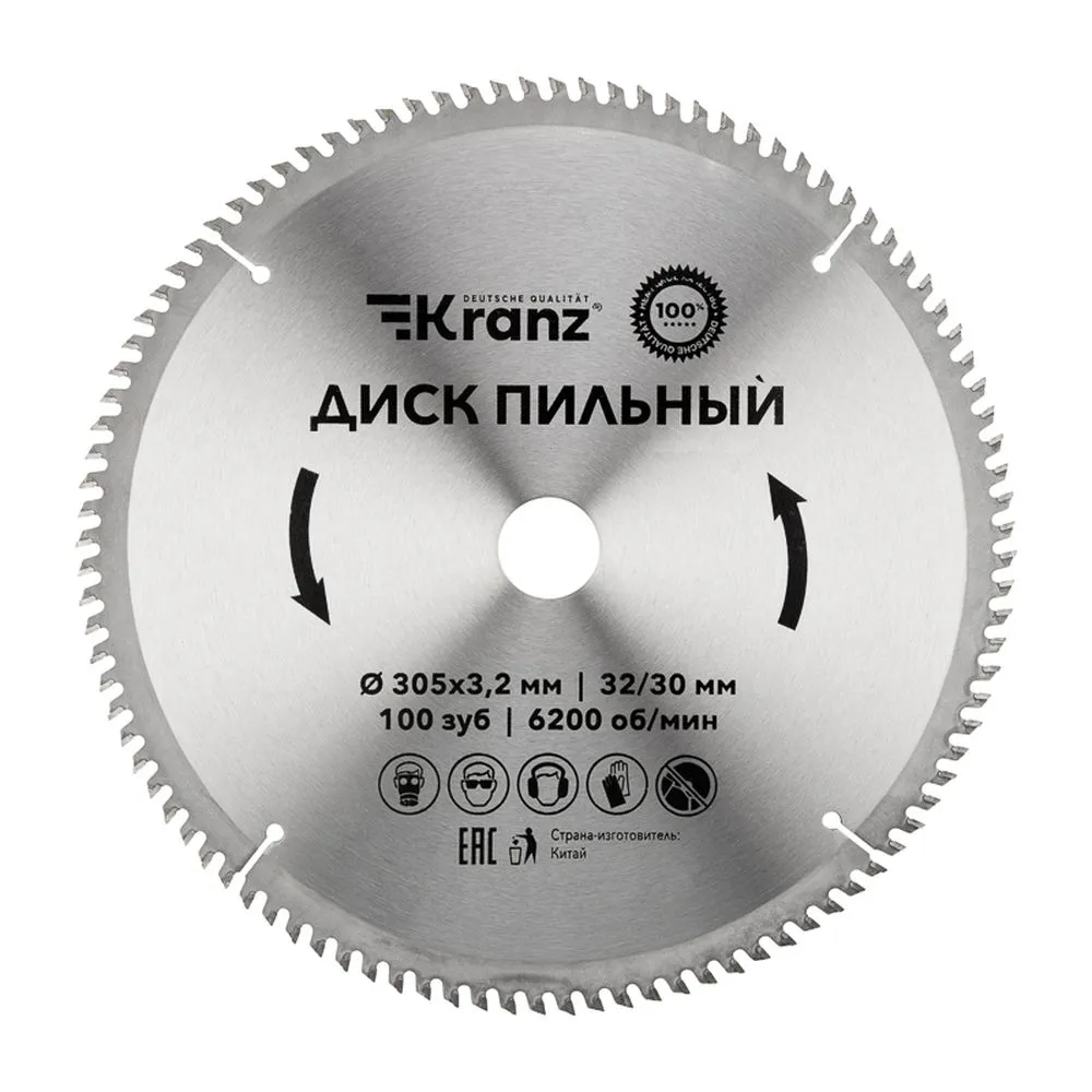 Диск пильный 305 мм x100 зубx32/30 мм Kranz KR-92-0136
