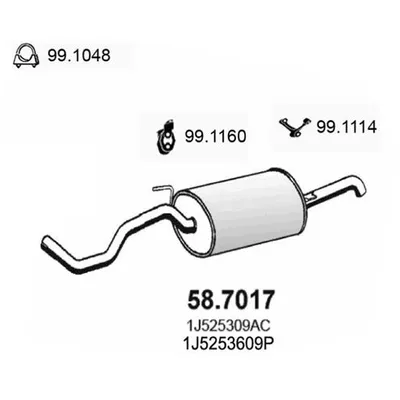 Глушитель основной SKODA OCTAVIA 97-00 AMD/AEE ASSO 58.7017