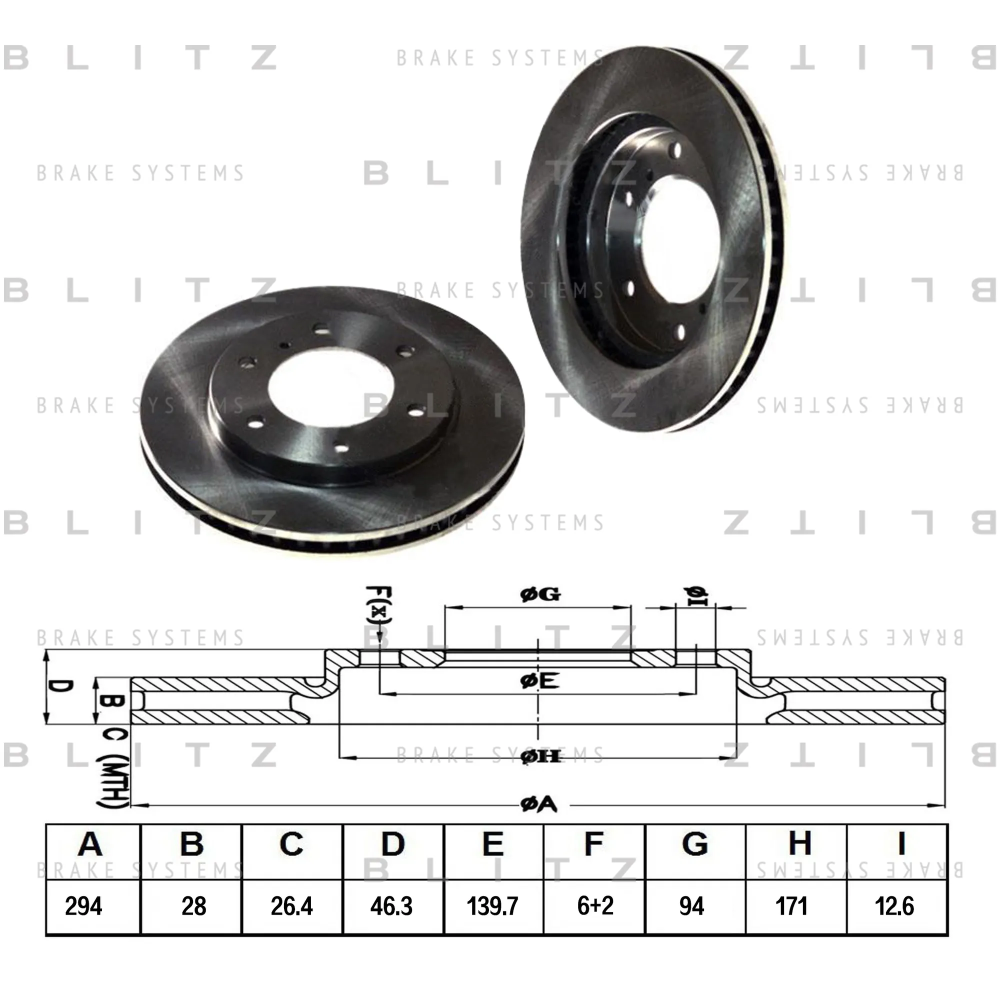 Диск тормозной передний вентилируемый MITSUBISHI L200/PAJERO SPORT 05-> BLITZ BS0322