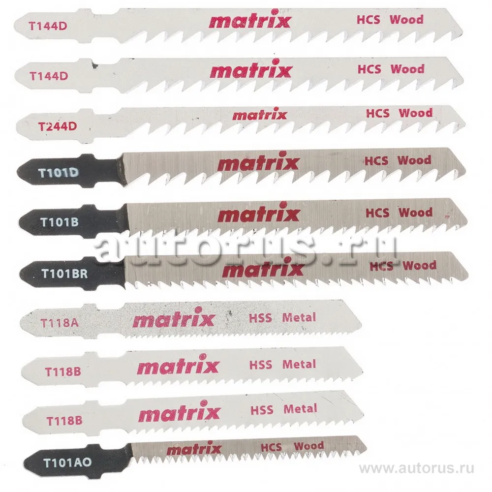 Набор полотен для электролобзика универсальный, 10 шт, T-SET1001 MATRIX 78246