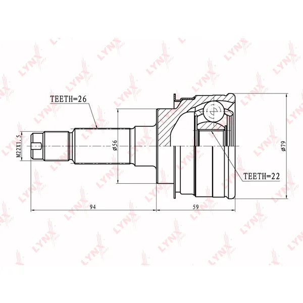 ШРУС наружный MAZDA 323 1.6TD-1.8 94-98 LYNXauto CO-5110