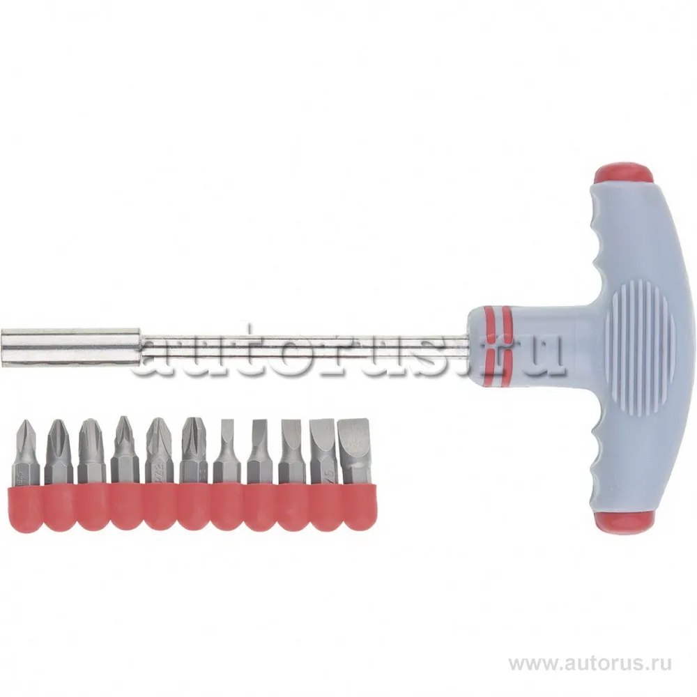 Отвертка с Т-образной эргономичной ручкой и набором бит, 11 шт. CrV MATRIX 11567
