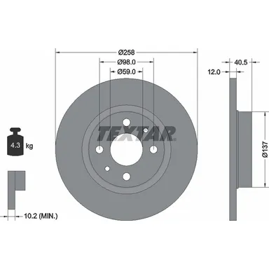Диск тормозной передний с покрытием PRO ALFA ROMEO/FIAT/LANCIA TEXTAR 92041503
