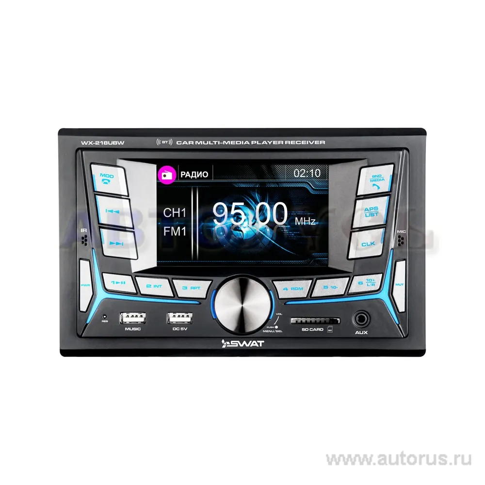 Уценка Автомагнитола SWAT WX-218UBW, 4x50вт, USB, 2DIN, Bluetooth, AV, 4, Уценка, , Max 50 Вт