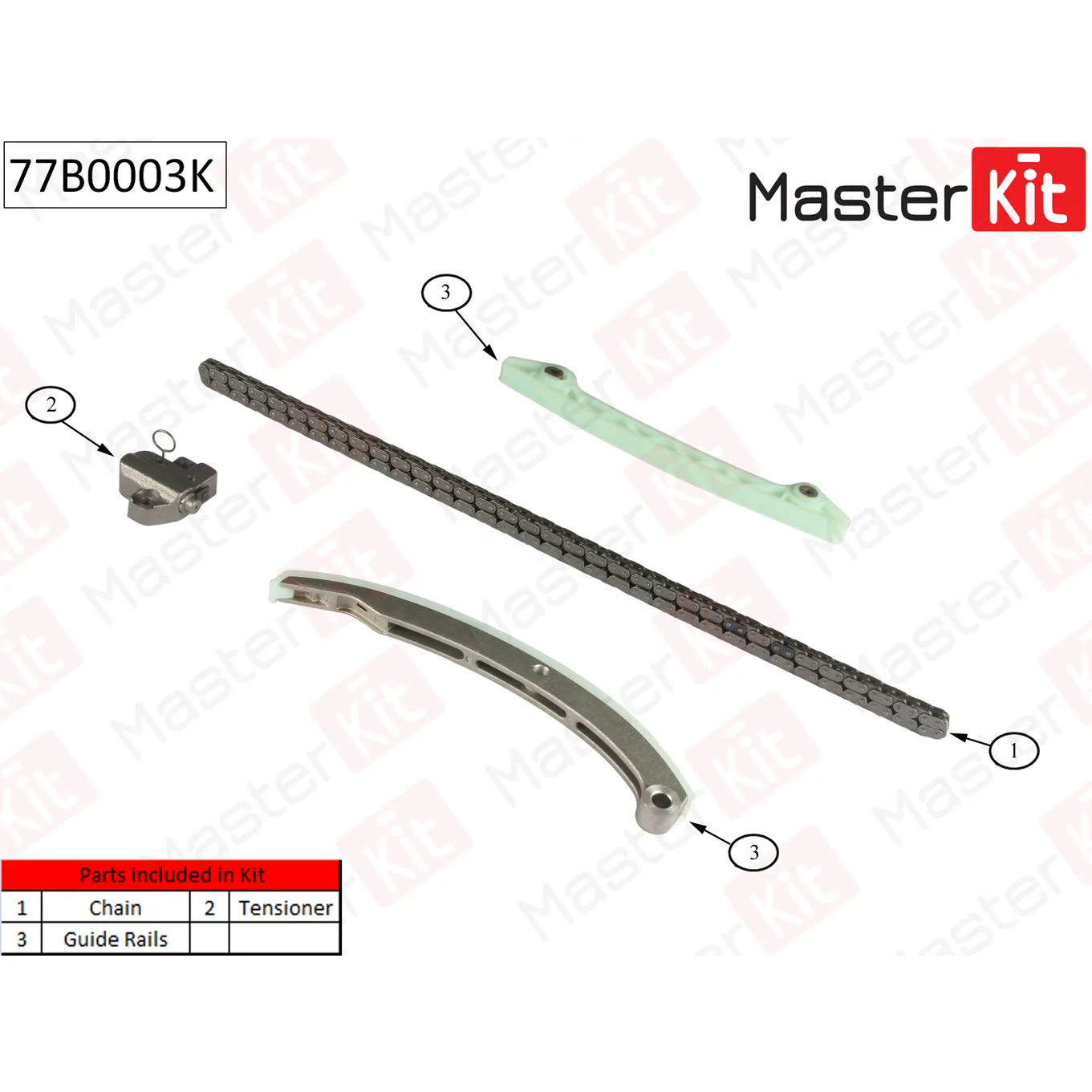 Комплект цепи ГРМ FordFocus IIC-Max 2.0i AODAAODB 04 без звездочек 77B0003K MASTERKIT 77B0003K