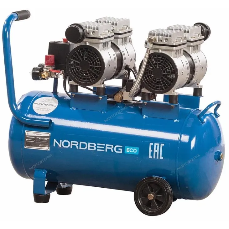 Компрессор Безмаслянный 220В, Ресив. 50Л, 210Л/Мин Eco NORDBERG NCEO50/210