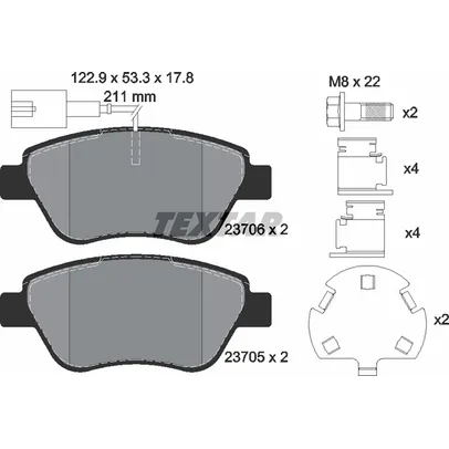 Колодки тормозные дисковые передн FIAT PUNTO  GRANDE PUNTO (199) 05 - , PUNTO EVO 08 -