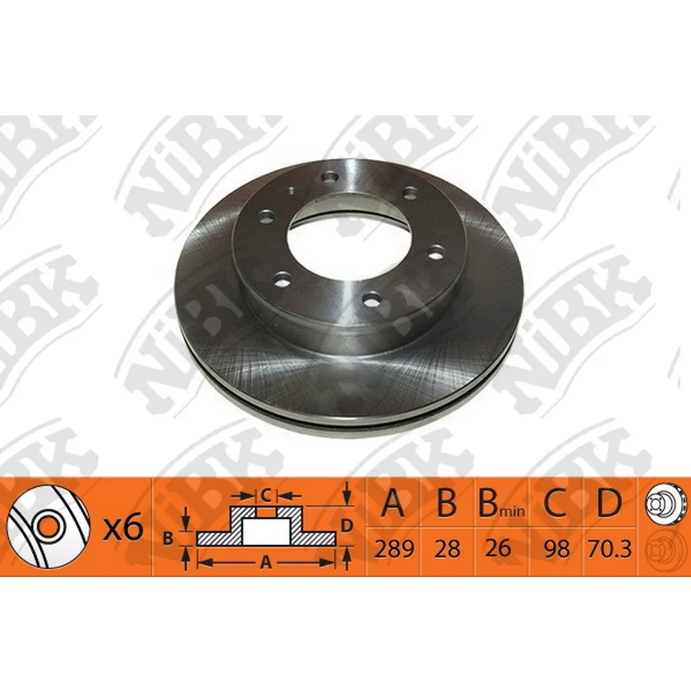 Диск тормозной передний FORD RANGER/MAZDA BT-50 /VENT.D=288MM NIBK RN1465