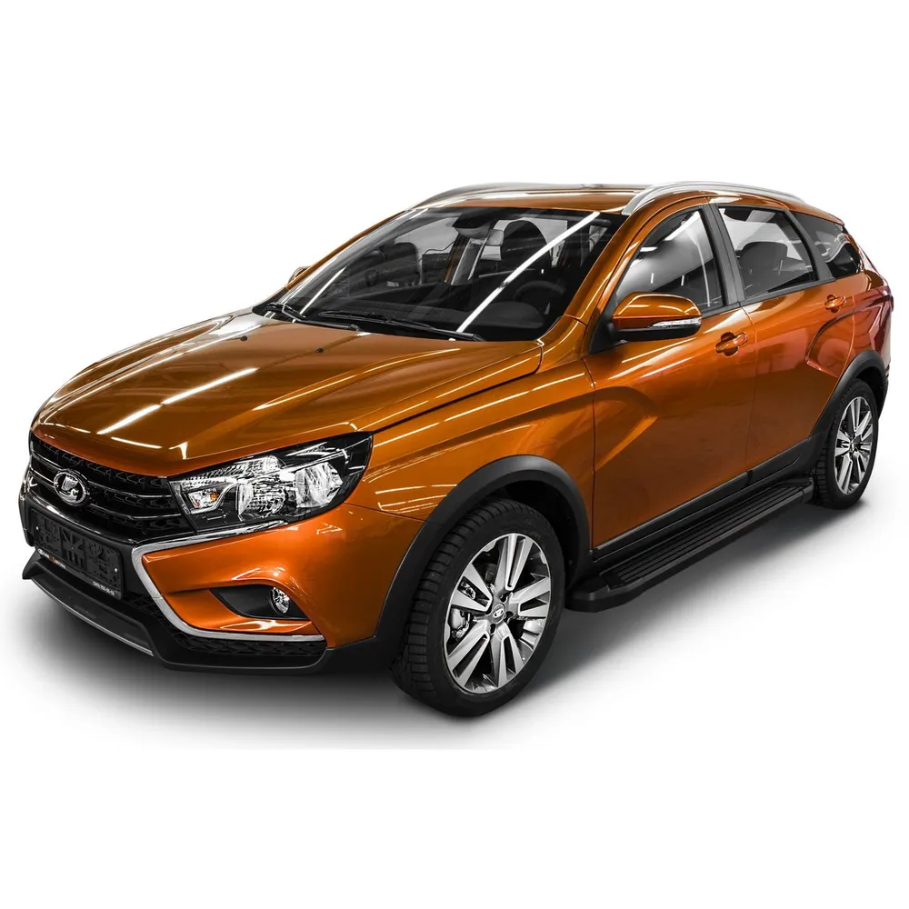 Порог-площадка Black F180ALB + комплект крепежа, RIVAL, Lada Vesta SW Cross 2017- Lada Vesta универсал Cross F180ALB.6003.1