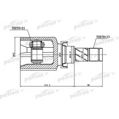 ШРУС внутренний 33x34.9x21 MITSUBISHI COLT Z32A/Z34A/Z3 PATRON PCV1388