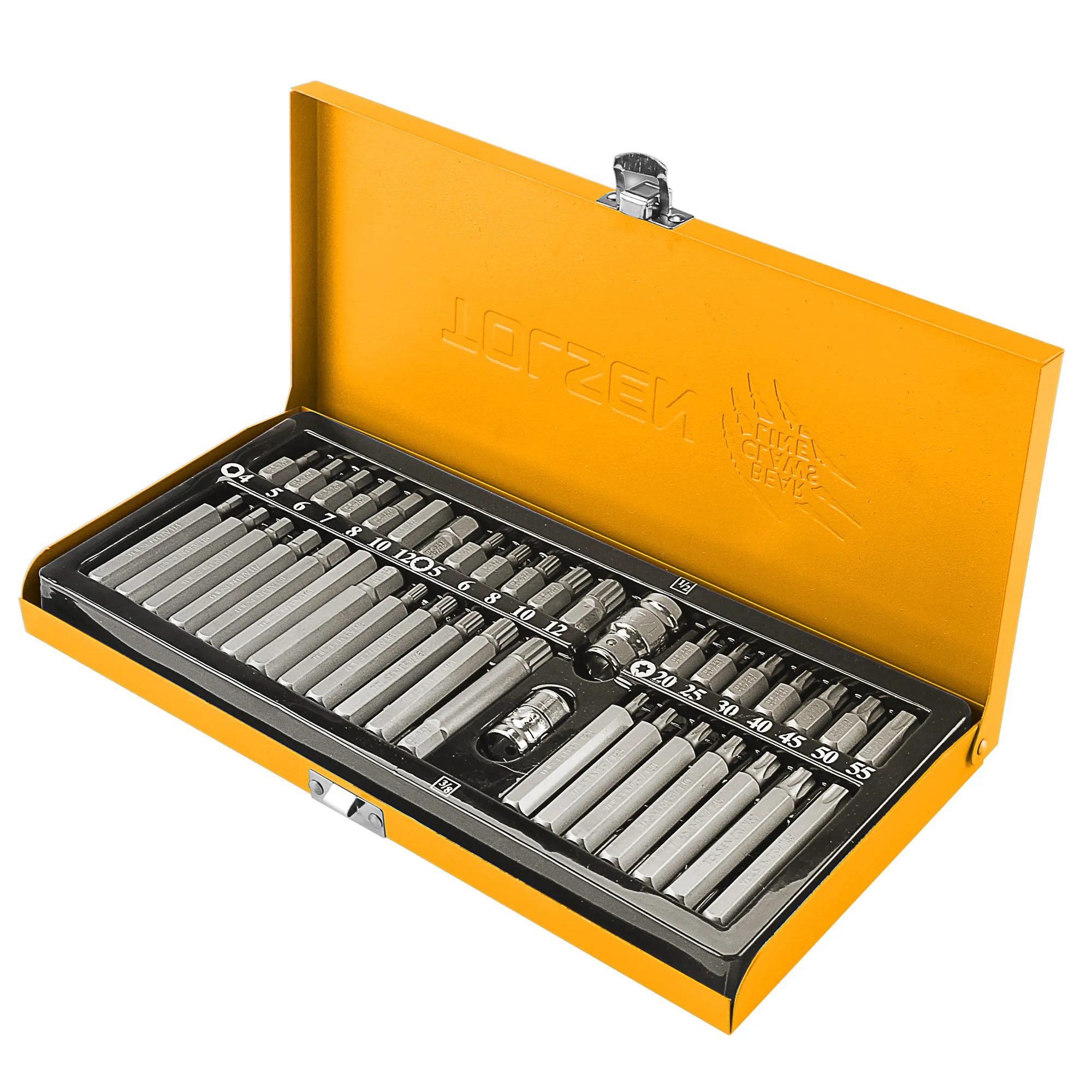 Набор вставок (бит) 10 мм, Torx, Spline, Hex, 40 предметов TOLSEN TT20385