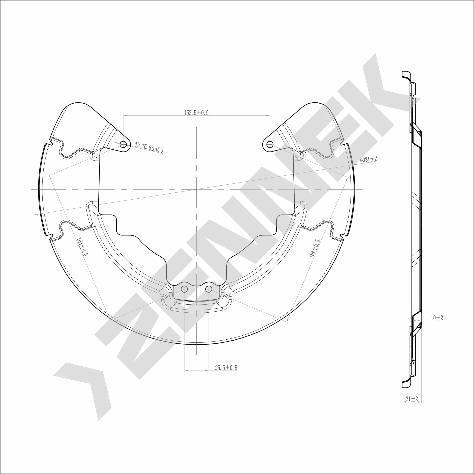 Защита тормозного диска передняя левая/правая FORD C-MAX 07-10, VOLVO S40 03-12 ZENNEK DCD0203