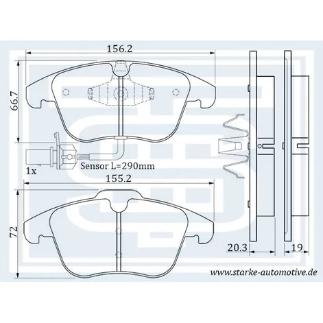 Колодки тормозные AUDI A4 (8K) передние STARKE 173-624