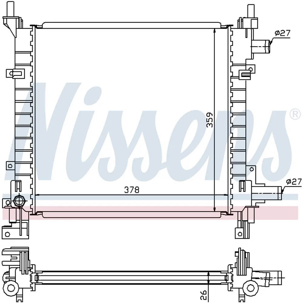 Радиатор системы охлаждения FORD: KA (RB) 1.0 I/1.3 I 96-08 NISSENS 62083A
