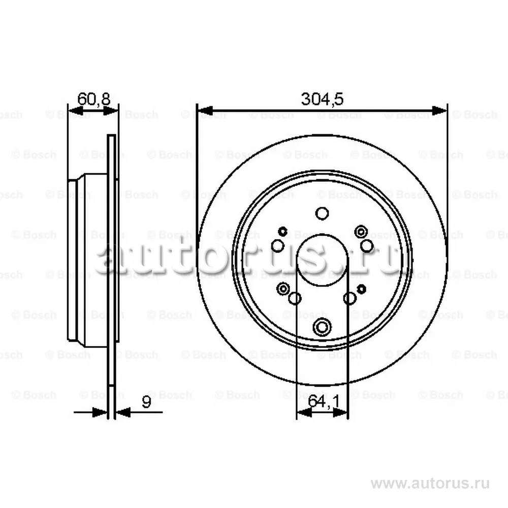 Диск тормозной задний HONDA CR-V II 02-06 BOSCH 0 986 479 449
