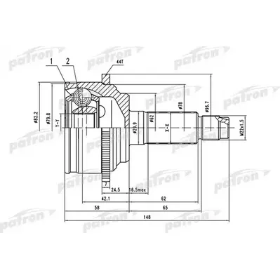 ШРУС наружн к-кт 28x62x32 ABS:44T MAZDA: 6 02- PATRON PCV1525