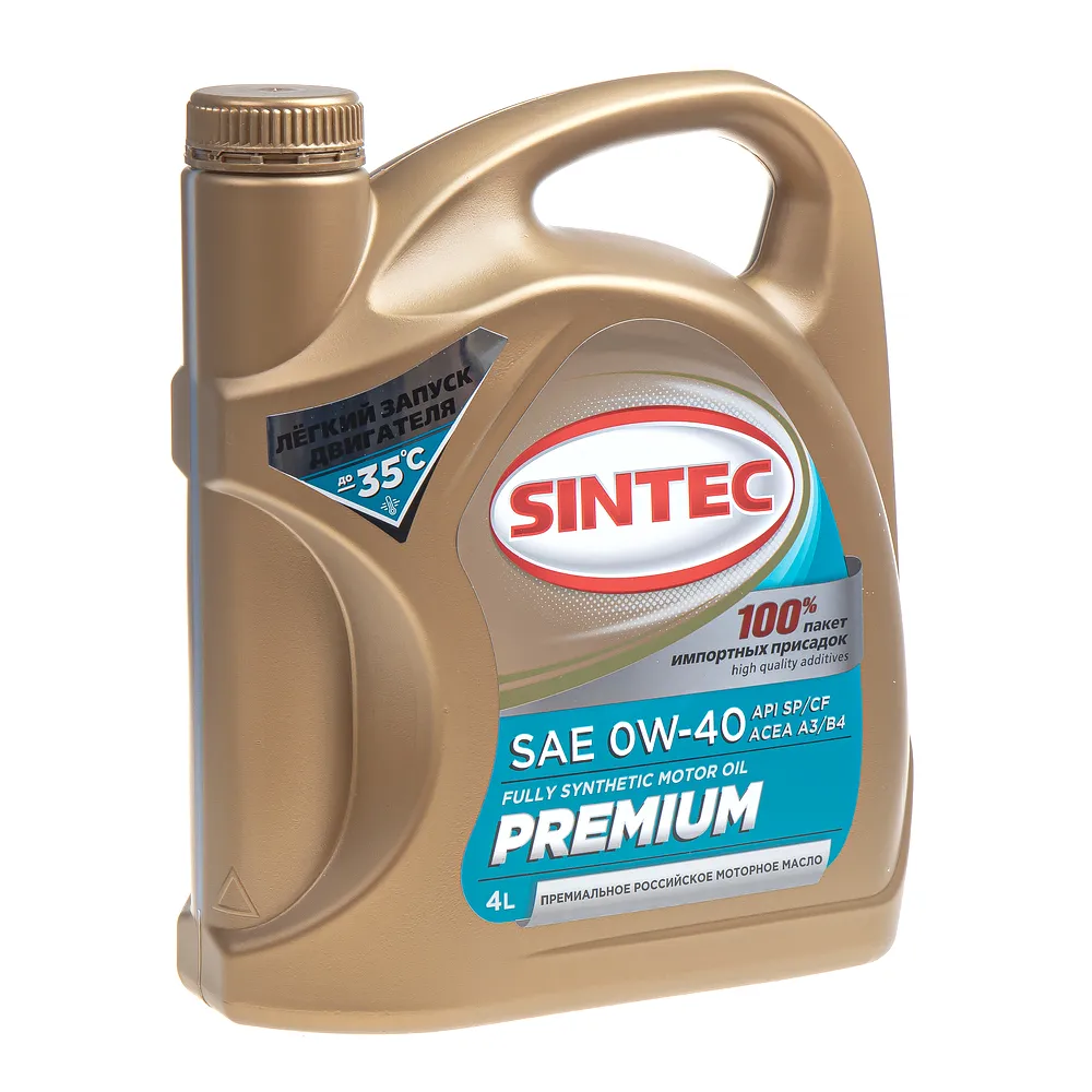 Масло моторное Sintec Premium 0W-40 синтетическое 4 л 322778