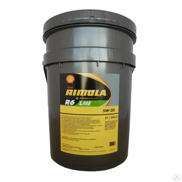 Масло моторное SHELL Rimula R6 LME 5W-30 синтетическое 20 л 550057736