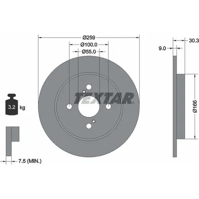 Диск тормозной задний стандартный ASTON MARTIN/DAIHATSU/TOYOTA TEXTAR 92156300
