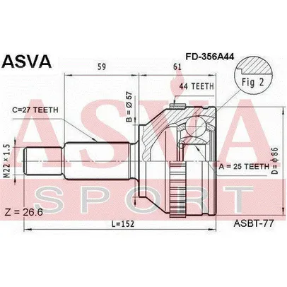 ШРУС наружный 25X57X27 ASVA FD-356A44