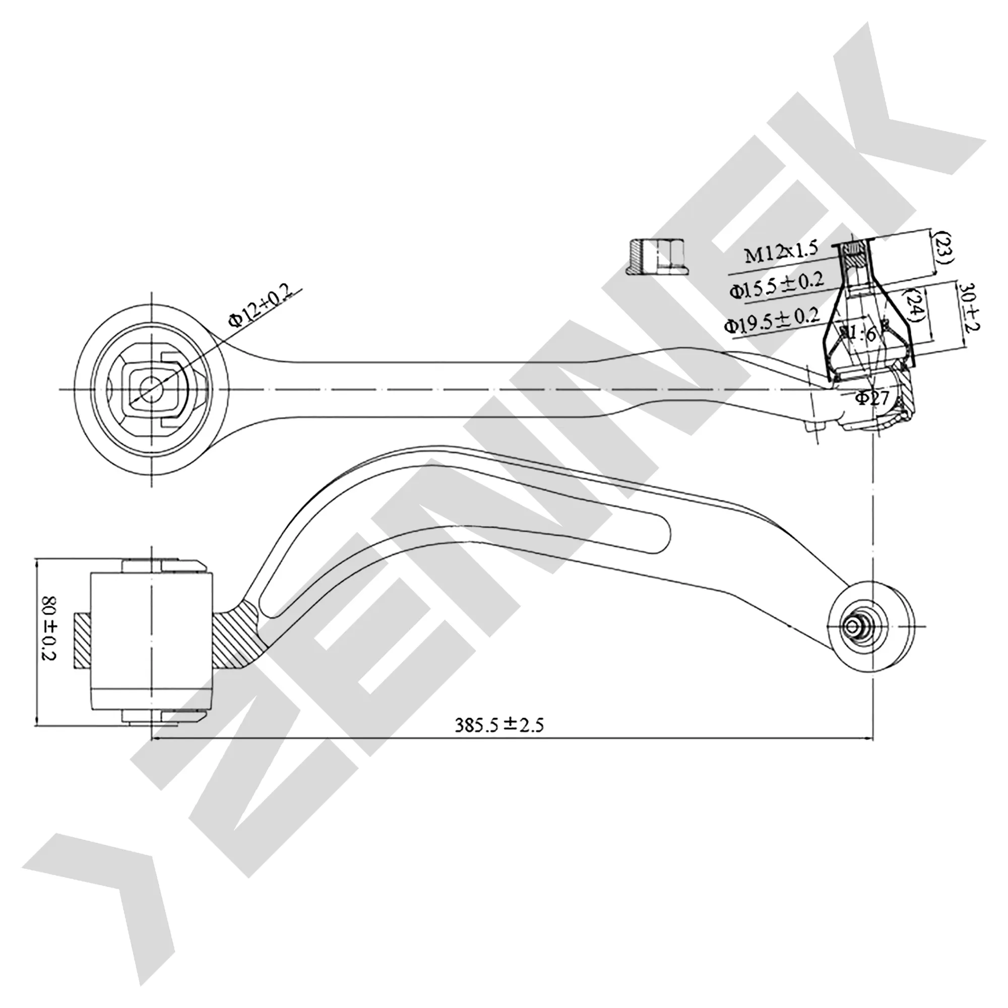 Рычаг передний правый задний нижний AUDI A4/A6 99/A8 94, VW PASSAT 96 ZENNEK DCA0059