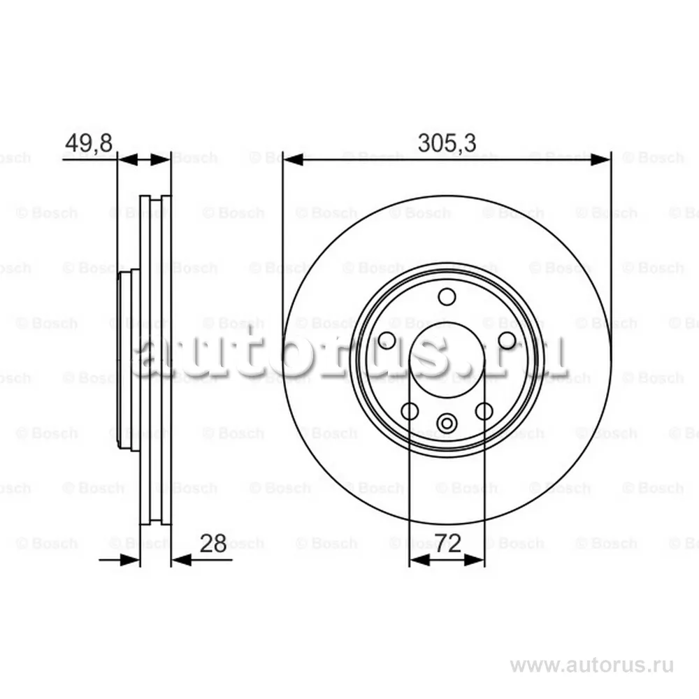 Диск тормозной передний BOSCH 0986479R93