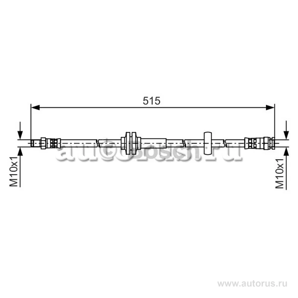 Шланг тормозной передний L=R PSA LCV+FIAT Ducato 2006-> L=515mm BOSCH 1 987 481 482