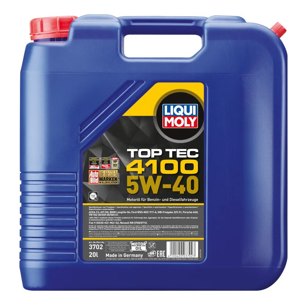 Масло моторное LIQUI MOLY Top Tec 4100 5W-40 синтетическое 20 л 3702