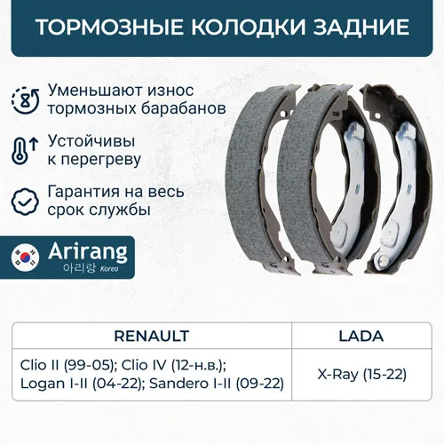 Колодки барабанного тормоза зад. ARIRANG ARG28-8008