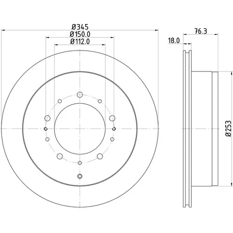 Диск тормозной задний TOYOTA LAND CRUSER 200 2007-> /VENT D=345MM NISSHINBO ND1029K