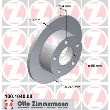 Диск тормозной задний ZIMMERMANN 100.1040.00