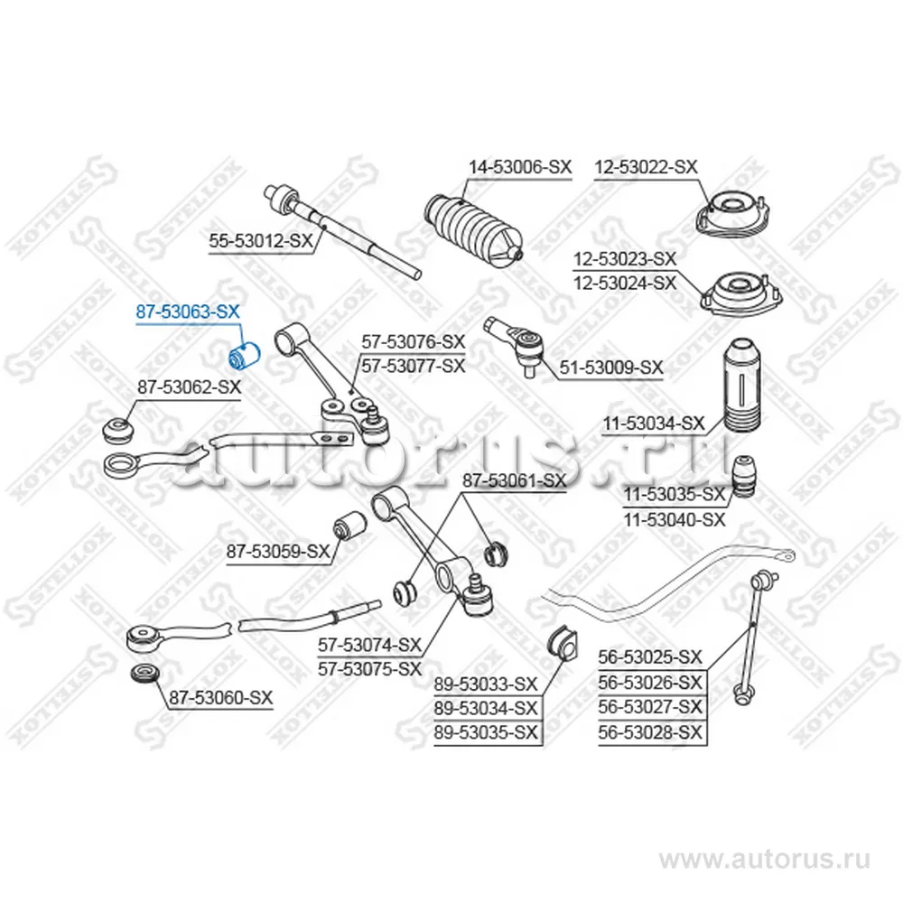 Сайлентблок рычаг внутр. VIN: 020708> KIA Rio 00> STELLOX 87-53063-SX