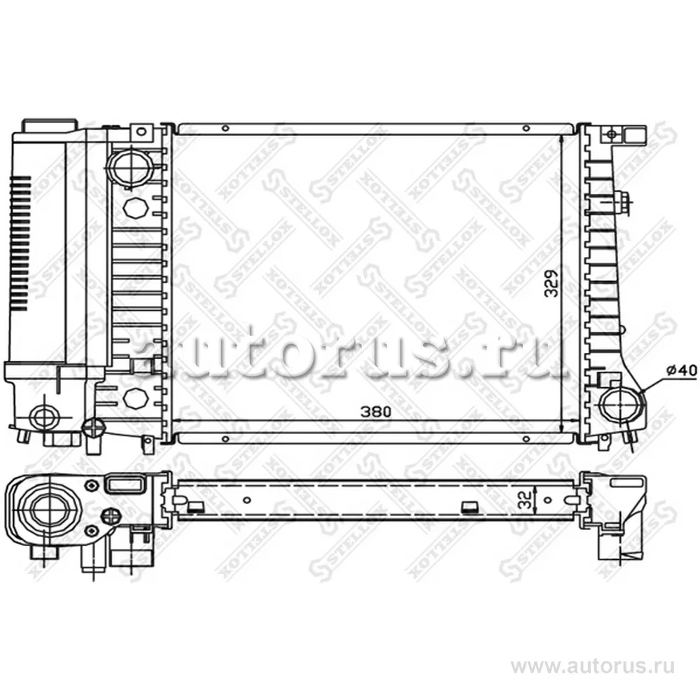 Радиатор системы охлаждения без AC BMW E30 1.6i-1.8i 87-94 STELLOX 10-25566-SX
