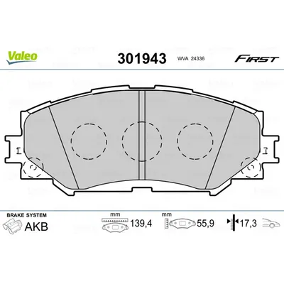Колодки тормозные передние VALEO 301 943
