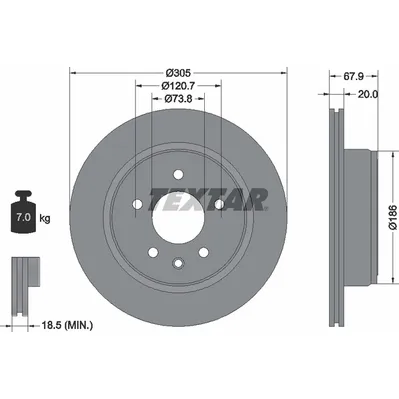 Диск тормозной задний стандартный DAIMLER/JAGUAR TEXTAR 92139300