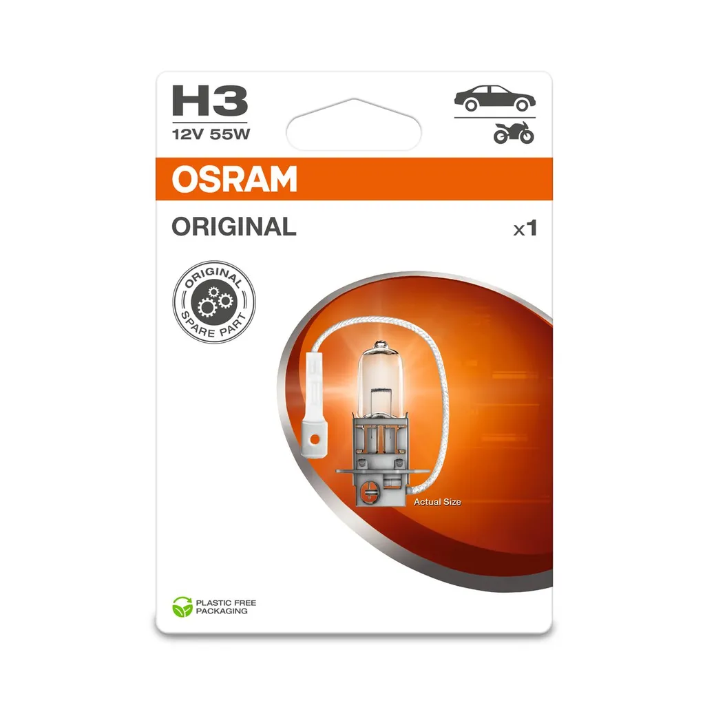 Автомобильная галогенная лампа OSRAM H3 12V 55W PK22s ORIGINAL LINE 64151-1BL