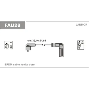 Комплект проводов зажигания FIAT: PUNTO кабрио 94-00, TEMPRA 90-97, TEMPRA S.W. 90-97, TEMPRA SW 90- JANMOR FAU28