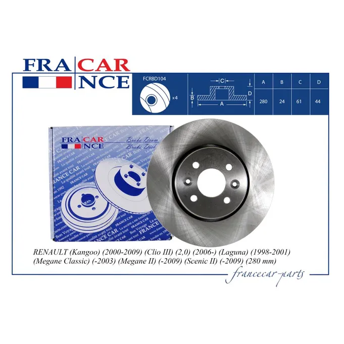 Диск тормозной передний 40 20 695 18R FRANCECAR FCRBD104