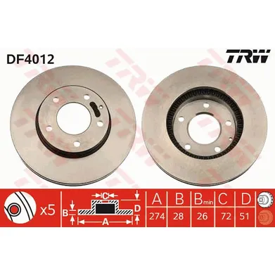 Диск тормозной передний TRW DF4012