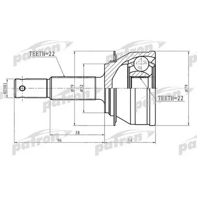 ШРУС наружный 22X52X22 DAEWOO: CIELO [KLETN] 1,5 94-98 PATRON PCV1923