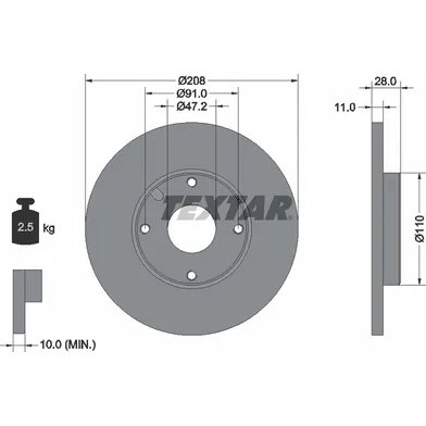 Диск тормозной передний стандартный DAIHATSU TEXTAR 92045200